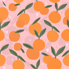 Cute orange fruit pattern. Citrus fruit background. Perfect for creating fabrics, textiles, wrapping paper, and packaging.