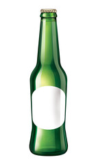 Green Beer bottle, illustration, isolated on white background