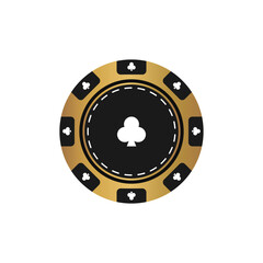 Golden and black poker chip. Token on white background. Vector illustration for card, casino, game design, web