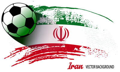 football or soccer on IRAN flag, background from paint brushes flag, Vector illustration for banner and poster football