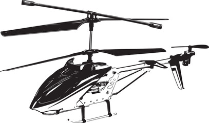 Model radio-controlled helicopter, Toy helicopter outline vector, helicopter clip art and symbol, Copter and Aircraft sketch drawing, toy air plane sketch drawing , Flying RC helicopter