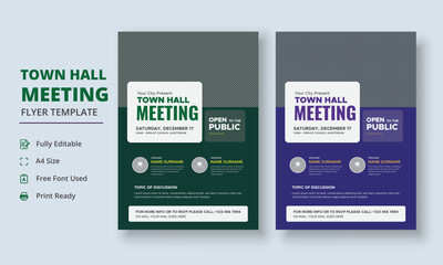 Town Hall Meeting Flyer Template, Community Meeting Flyer Template, City Hall Flyer and Poster