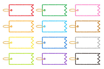 クレヨン素材 リボン型のタグ 12色セット