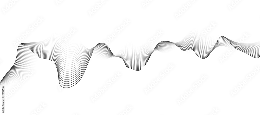 Poster abstract black smooth wave on a white background. dynamic sound wave. design element. vector illustr