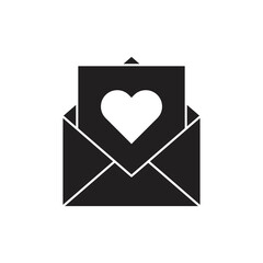 Love letter icon design. Envelope with heart glyph icon. isolated on white background. vector illustration