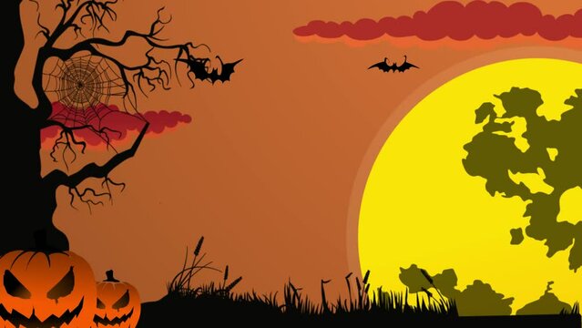Halloween Pumpkins, spinning earth And Bats Video Animation