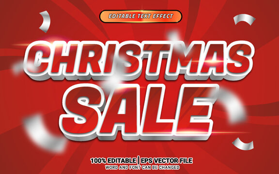 Christmas sale 3d red text effect template design