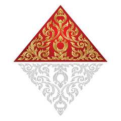 Thai traditional art used to decorate the pediment of the church in Thai temples, Vector illustration and flat design.