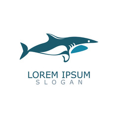 Shark Logo animal sea design icon vector silhouette template