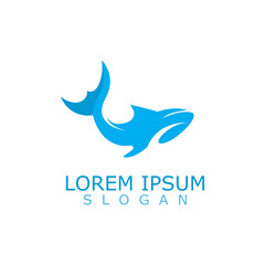 Shark Logo animal sea design icon vector silhouette template