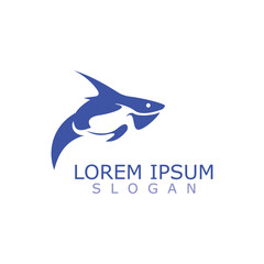Shark Logo animal sea design icon vector silhouette template