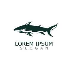 Shark Logo animal sea design icon vector silhouette template