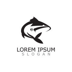 Shark Logo animal sea design icon vector silhouette template