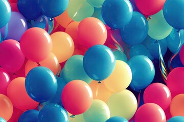 Fototapeta na wymiar Colorful Balloons Seamless Texture Pattern Tiled Repeatable Tessellation Background Image