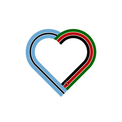 friendship concept. heart ribbon icon of botswana and kenya flags. vector illustration isolated on white background