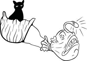 Cat And Pumpkin Coloring Page