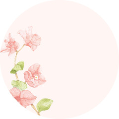 watercolor pink bougainvillea  round wreath frame sticker