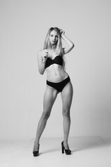 Naklejka premium portrait of exquisite woman in lingerie sitting.