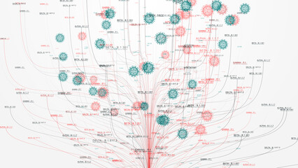 Covid-19 virus variant outbreaks, conceptual illustration