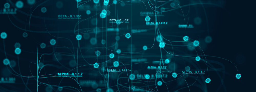 Covid-19 virus variant outbreaks, illustration