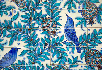 Ceramic pattern tiles for the wall. Rishtan, Uzbekistan.