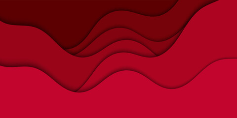 Background with red waves. Abstract wavy red paper background.
