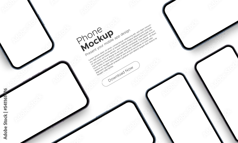 Poster smartphones with blank screens, modern mockup for mobile app design with space for text, isolated on