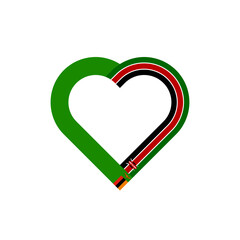 friendship concept. heart ribbon icon of zambia and kenya flags. vector illustration isolated on white background