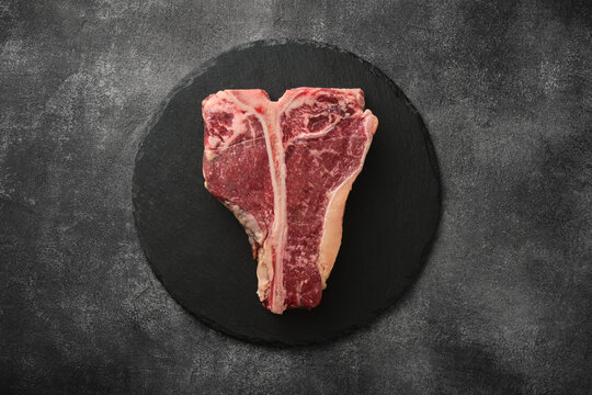 T-bone Or Porterhouse Raw Steak Of Beef Cut From The Short Loin.