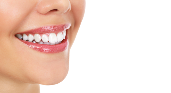 Pretty woman smile isolated with copyspace