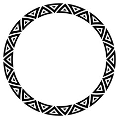 Abstract Aztec frame. Circle tribal ethnic pattern in black and white color background. Hawaiian tattoo concept.