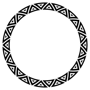 Fototapeta Abstract Aztec frame. Circle tribal ethnic pattern in black and white color background. Hawaiian tattoo concept.
