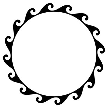 Fototapeta Abstract Aztec frame. Circle tribal ethnic pattern in black and white color background. Hawaiian tattoo concept.