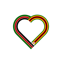 friendship concept. heart ribbon icon of kenya and zimbabwe flags. vector illustration isolated on white background - obrazy, fototapety, plakaty