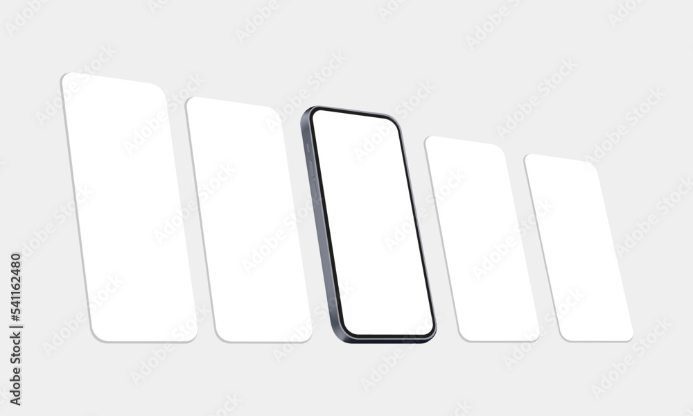 Poster phone with blank mobile app screens, perspective view. mockup for showing your design projects. vect