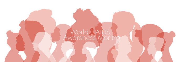 World AIDS Awareness Month banner. - obrazy, fototapety, plakaty