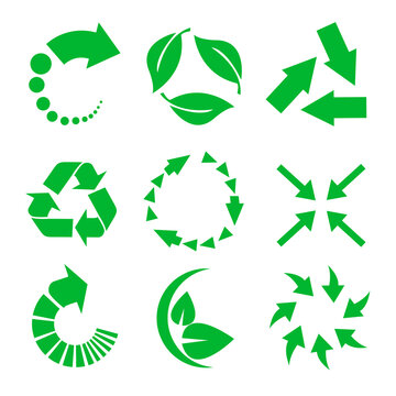 Vector recycle signs on white