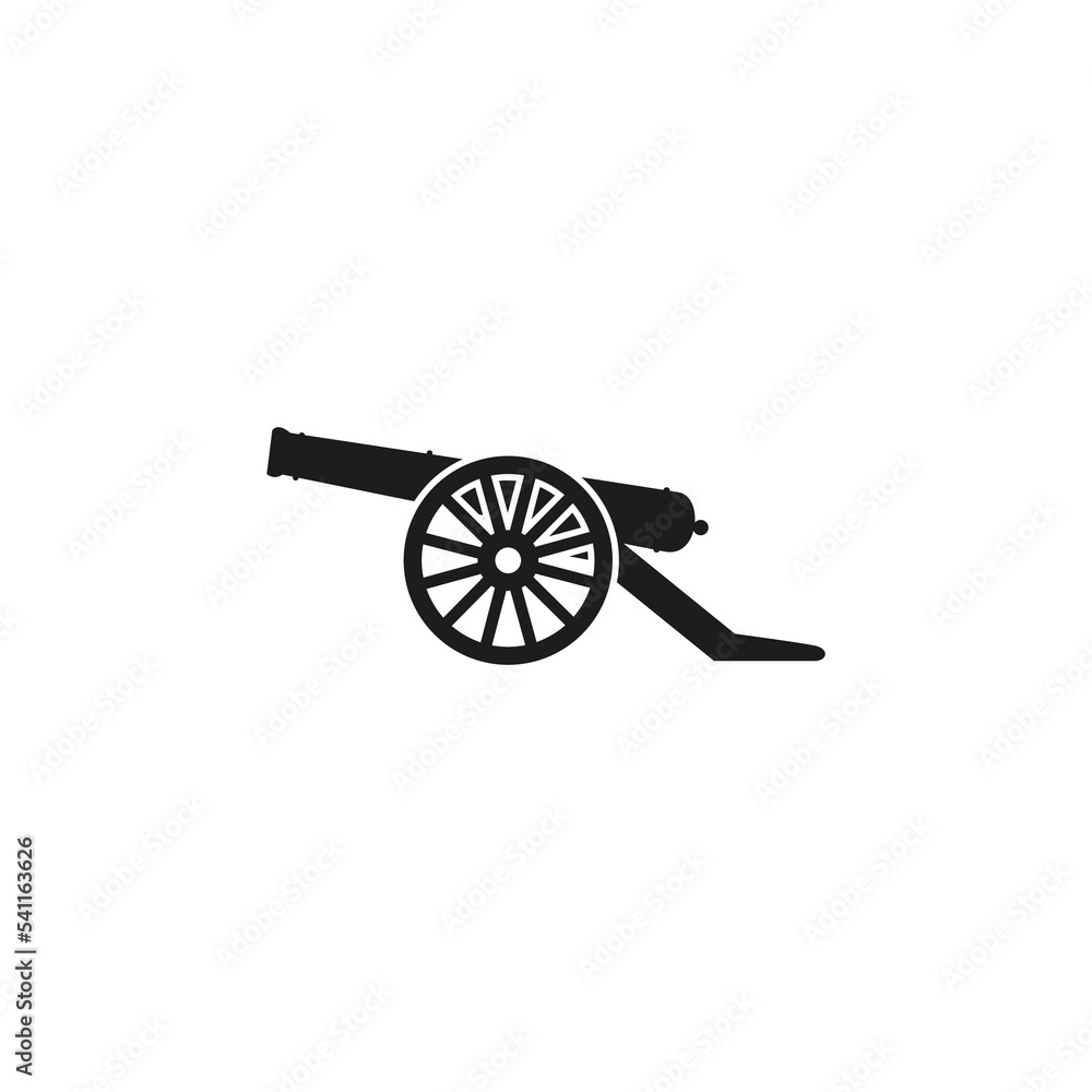 Wall mural Vector illustration of a cannon for an icon, symbol or logo. cannon icon flat 