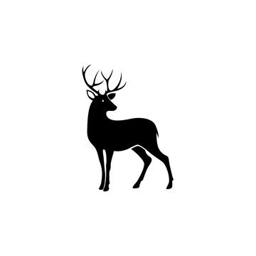 deer silhouette vector illustration for an icon, symbol or logo. deer flat logo