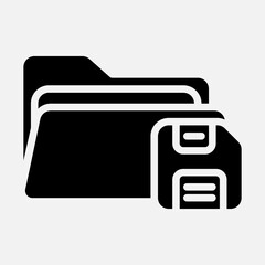 Save icon in solid style about folders, use for website mobile app presentation