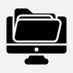 Computer icon in solid style about folders, use for website mobile app presentation