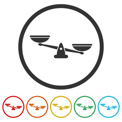 Mechanical scales balance icon. Set icons in color circle buttons