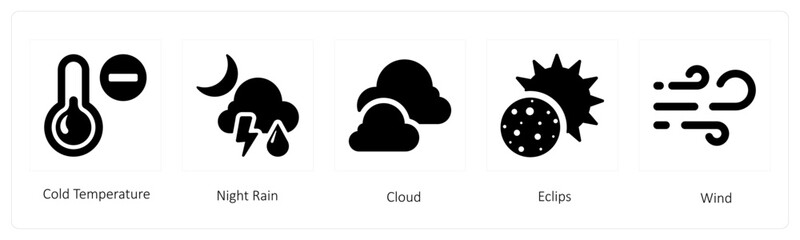 cold temperature, night rain and cloud