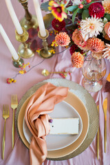 Beautiful table setting with flowers