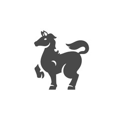 Horse pony black silhouette icon minimalist livestock farm animal zoo character vector illustration