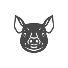 Pig hog muzzle with ears piglet butchery shop monochrome icon vector illustration