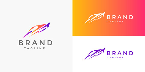 Arrows Launch Boost Rocket Logo Design Concept Vector Template for Brand Business Company