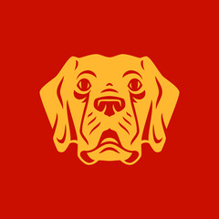 Dog muzzle pet symbol Chinese New Year monochrome icon vector flat illustration
