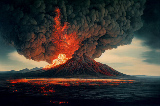 An ominous volcanic eruption. Natural disaster.