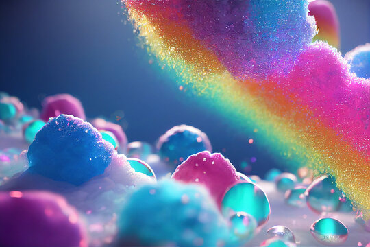 Fluffy Rainbow Cotton Candy Background Wallpaper, LGBTQ+, Close Up